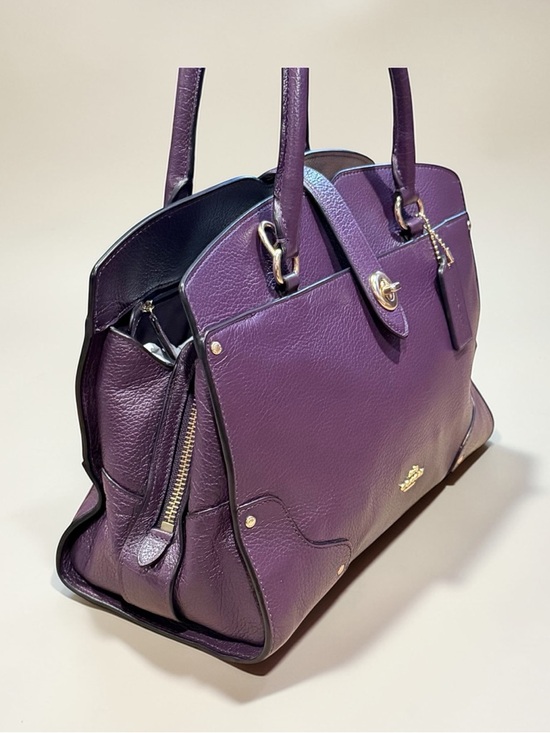 COACH Mercer Satchel 30 Grain Leather Aubergine Purple - Picture 4 of 12
